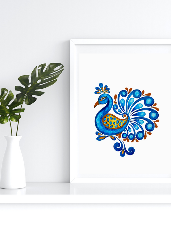 Exquisite Peacock Floral Art Print | Stunning Nature-Inspired Design