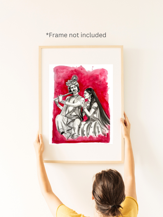 Divine Radha Krishna Painting Art Print | Graceful and Sacred