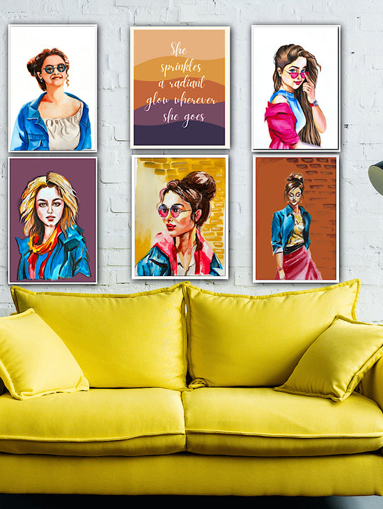 Women Empowerment Collection: Set of 6 Women Art Prints in Dynamic Poses
